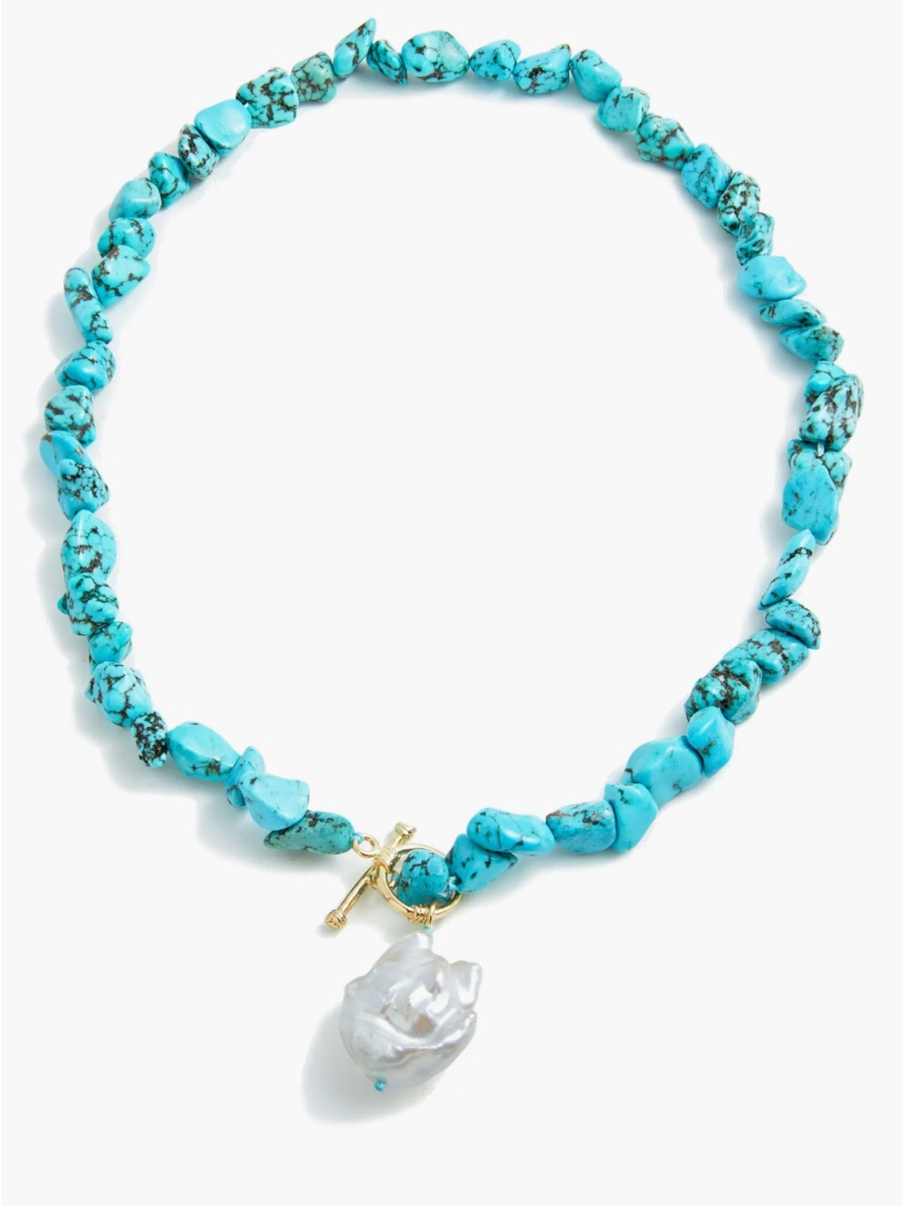 Turquoise Howlite Baroque Pearl Toggle Necklace